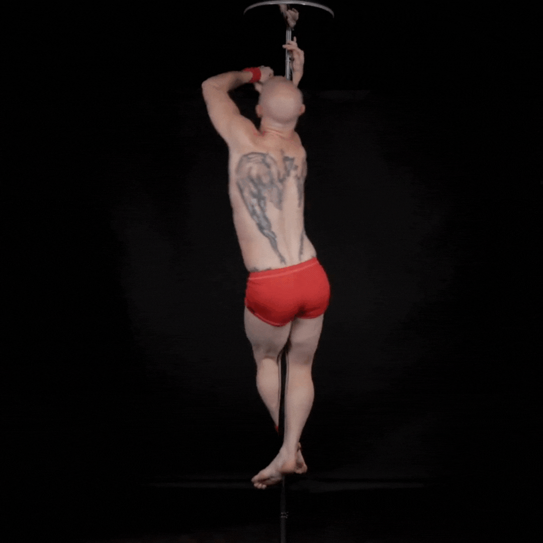 Leg Flares – advanced combo on the pole by Brandon Grimm at 123poling